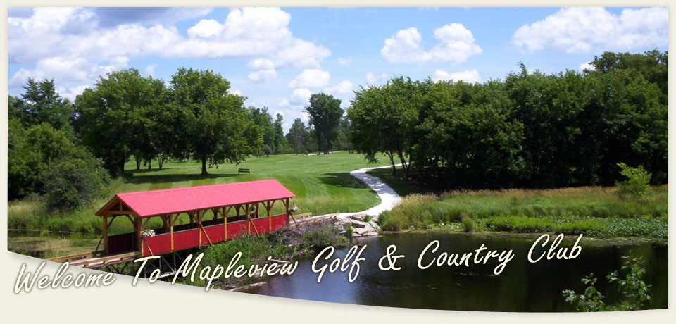 covered bridge at Mapleview Golf Club