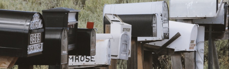 Row of rural mailboxes