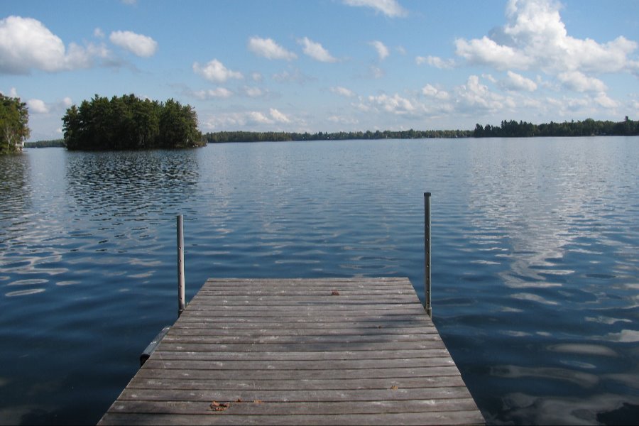 end of dock on lake