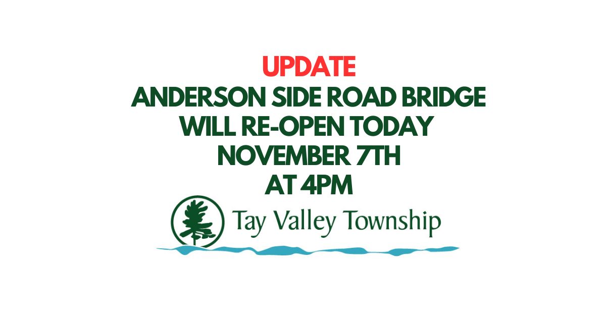 Anderson Side Road Bridge Re-Open