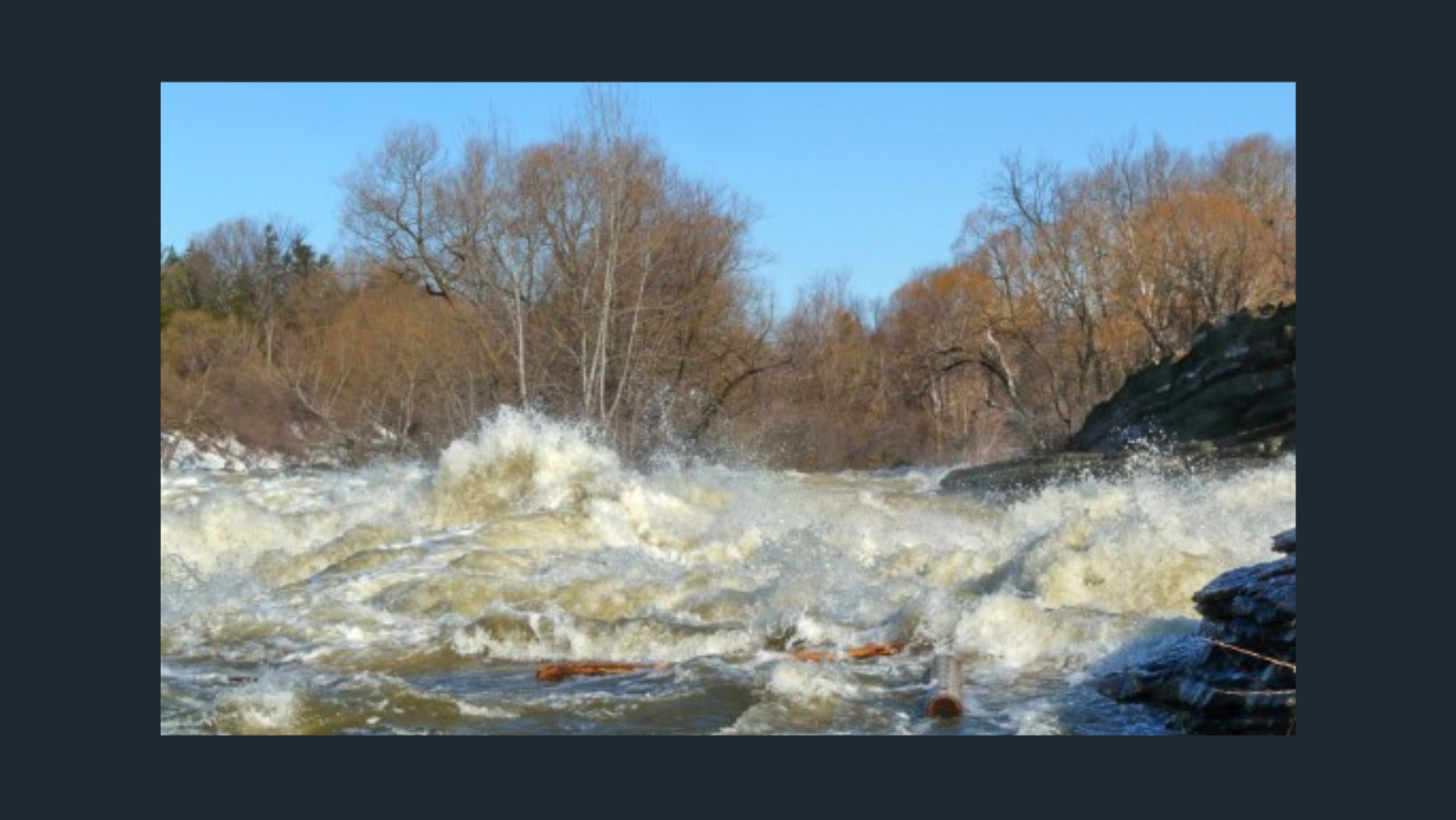 Flooding image, water, trees, rocks