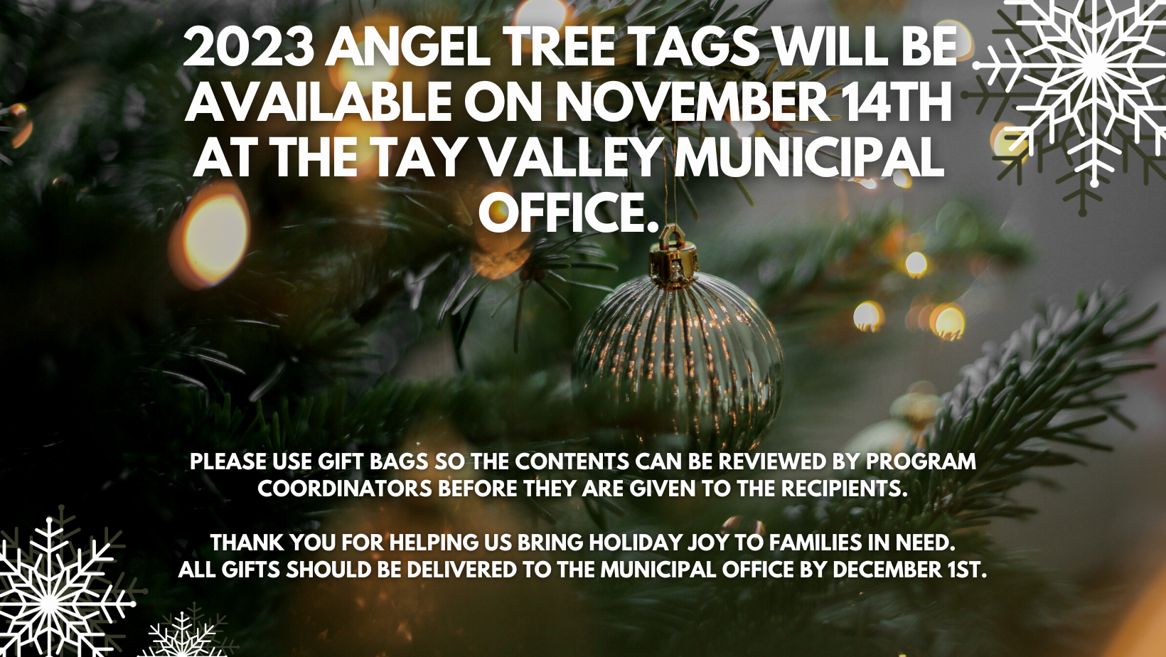 Angel Tree Poster, Tree, Ornament, Giveback, Lights