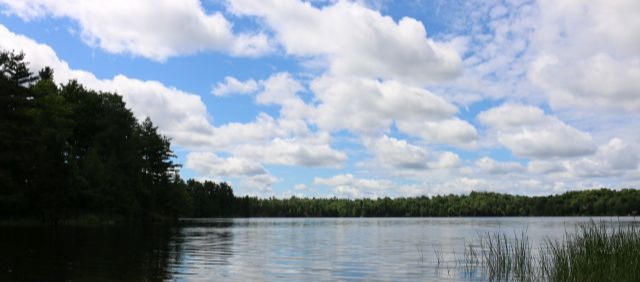 blue sky in summer over lake