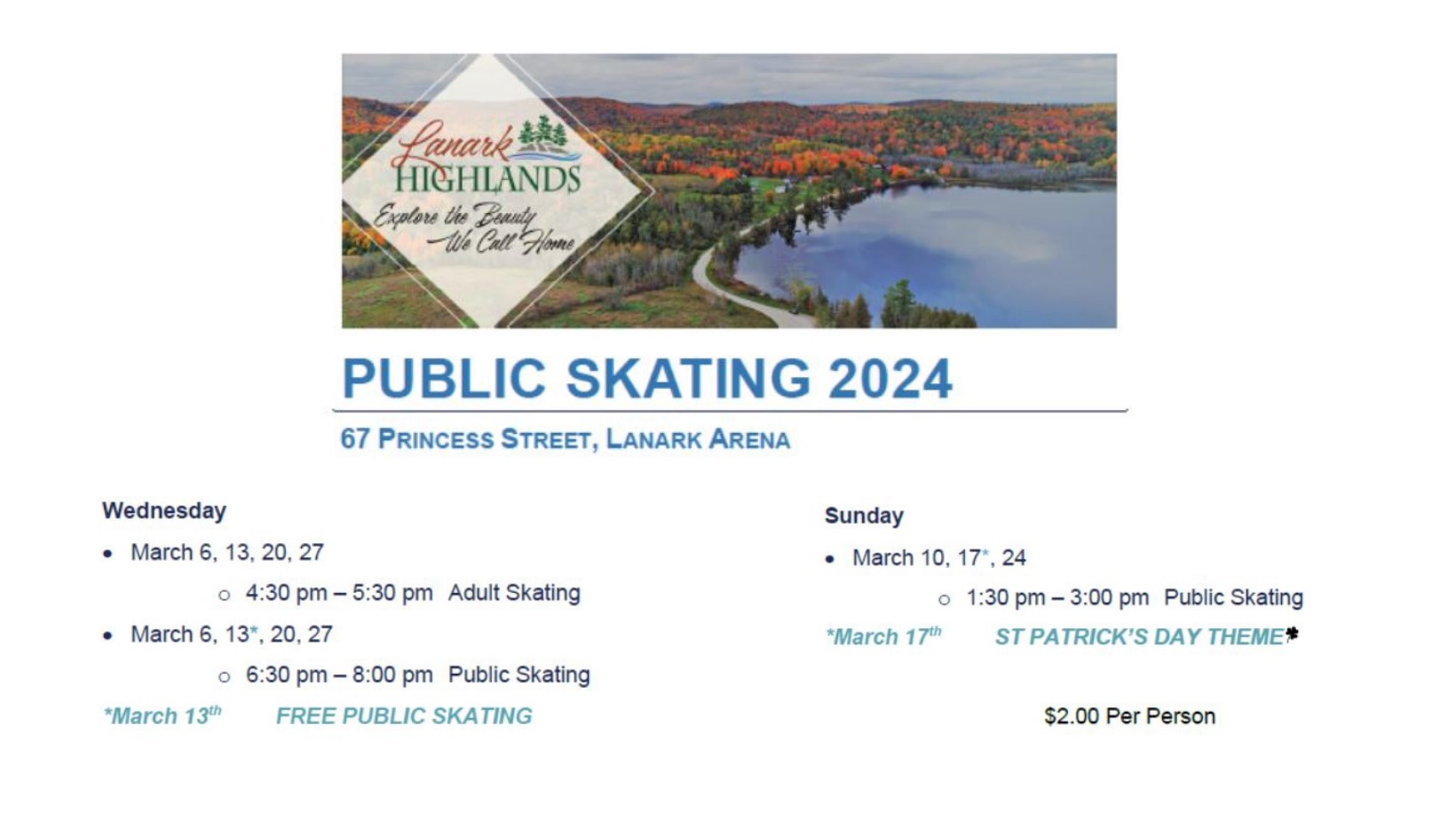 Lanark Public Skating Poster