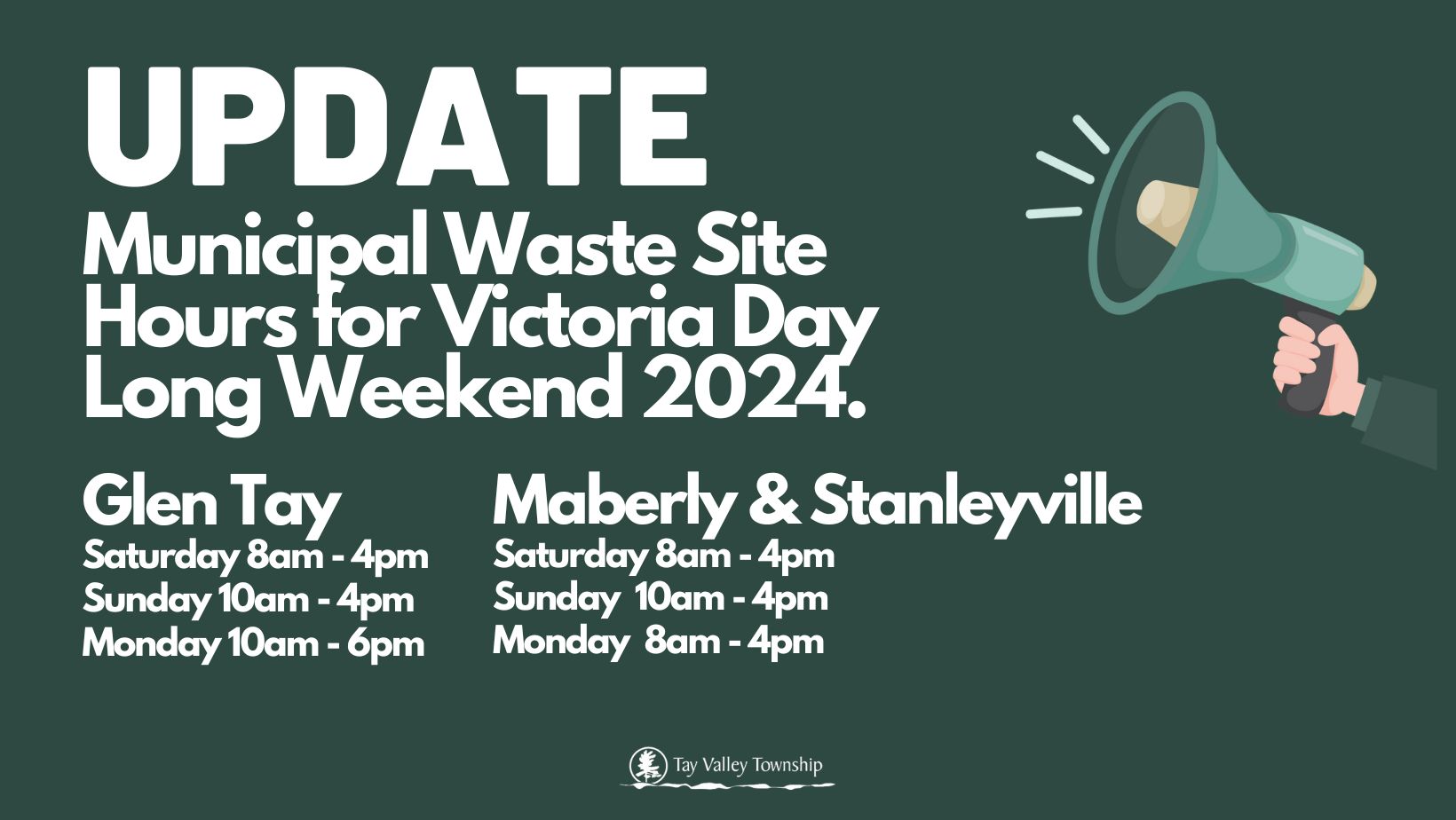 Update Poster for Waste Sites Victoria Day Long Weekend 2024