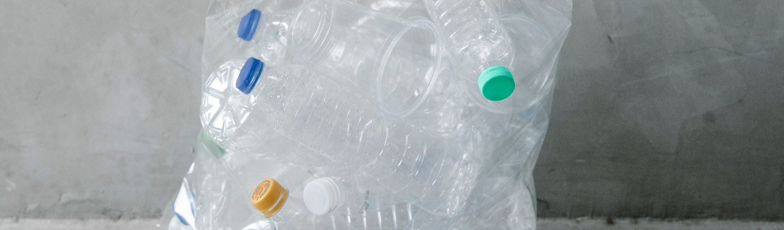 plastic bottles in a clear bag