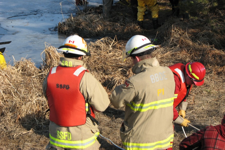 Fire fighters in action