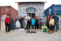 group of people in front of building