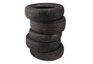 stack of used rubber tires