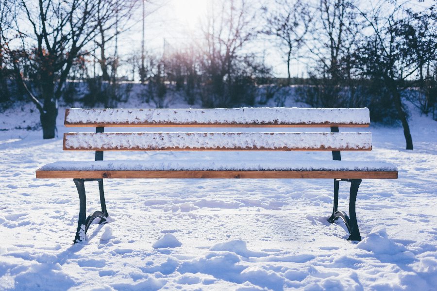 park bench in winter