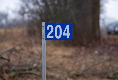Blue sign with numbers