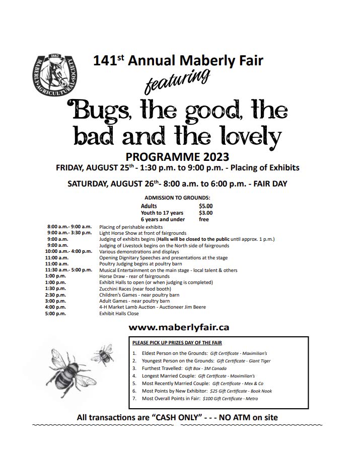 2023 Maberly Fair schedule