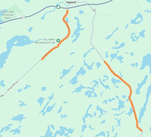 Map area of Canada Day 2025 roadwork