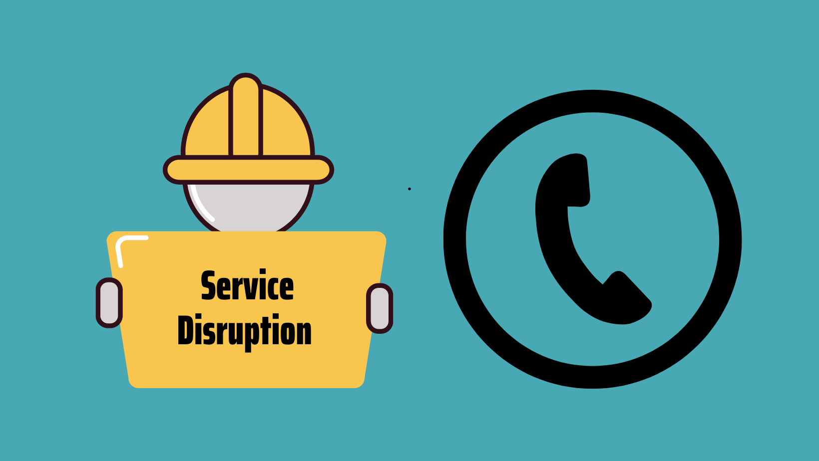 Construction worker holding a service disruption sign