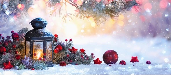 Christmas Lantern on Snow