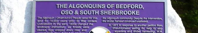 The Algonquins of Bedford, OSO & South Sherbrooke plaque